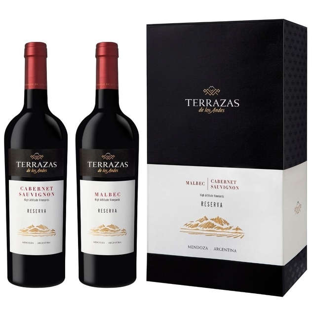 VINO TERRAZAS DE LOS ANDES RESERVA CAB-MALB ESTUCHE X2