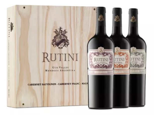 VINO RUTINI ESTUCHE X3 MALBEC.CABERNET SAUV.CAB FRANC 750CC