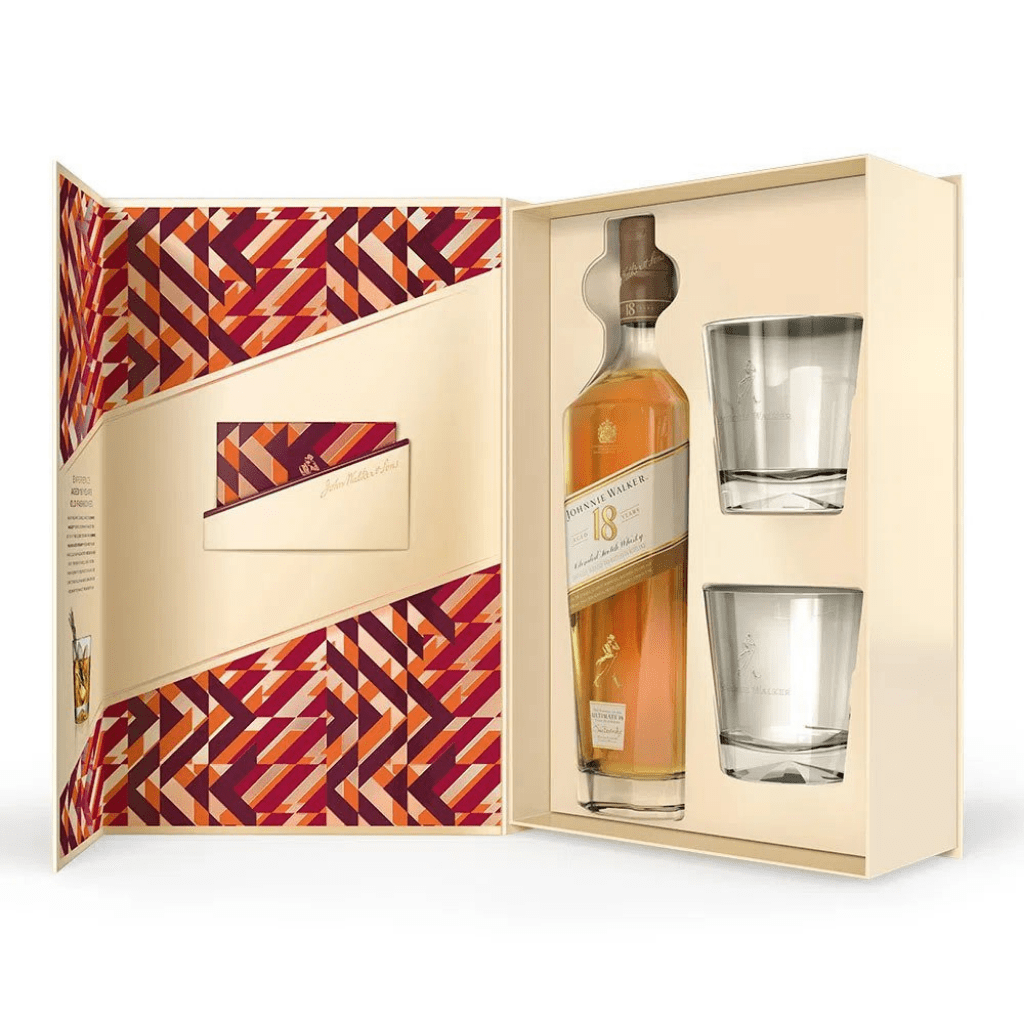 WHISKY JOHNNIE WALKER 18 AÑOS 750ML + 2 VASOS