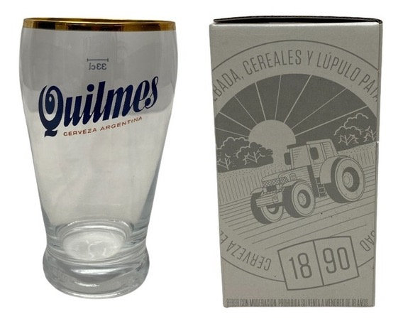 VASO QUILMES BORDE DORADO 330CC C/ESTUCHE