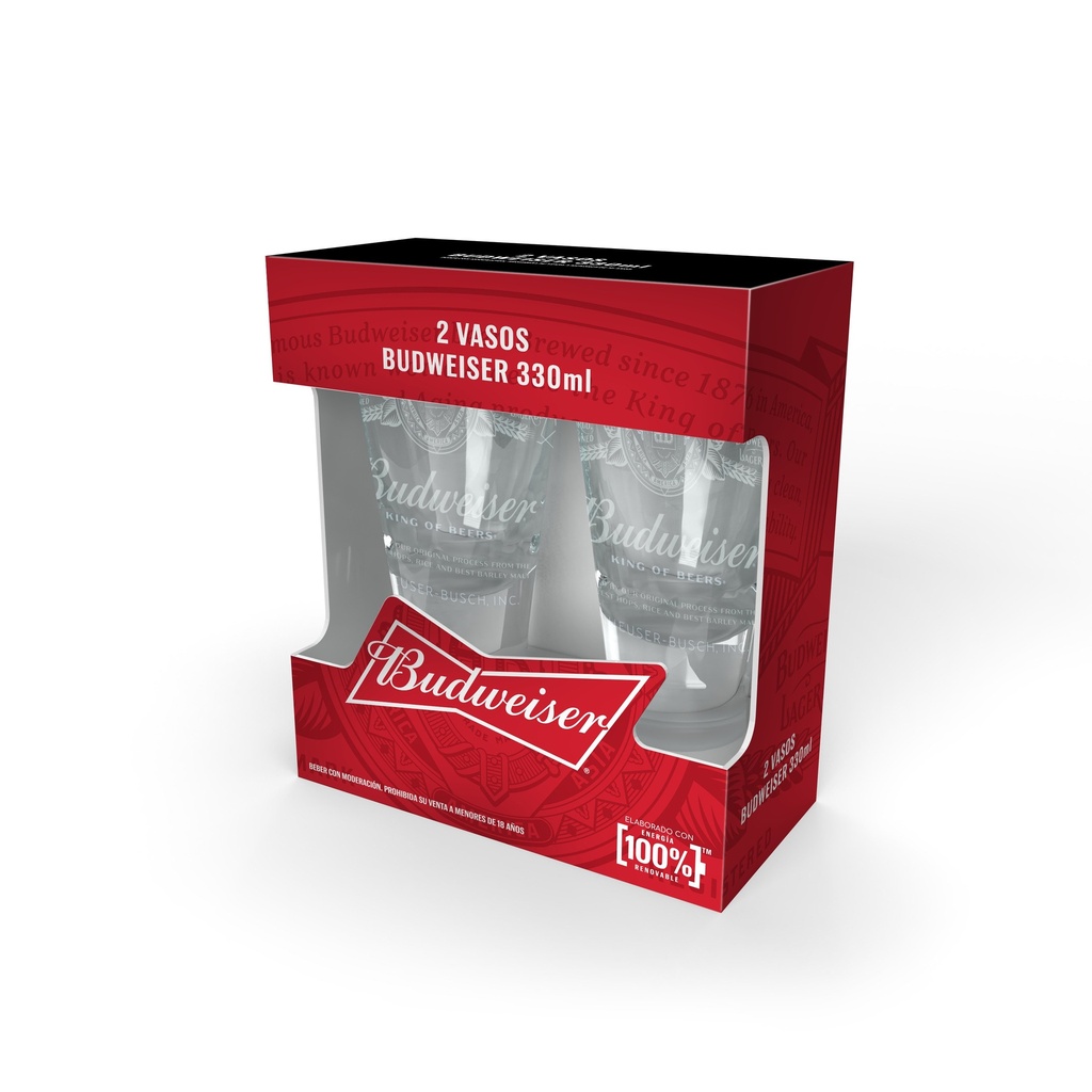 GIFTPACK TWO PACK VASO BUDWEISER 330CC