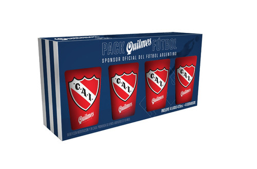 GIFTPACK FUTBOL INDEPENDIENTE 4 VASOS + 4 LATAS
