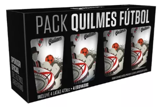 GIFTPACK FUTBOL RIVER 4 VASOS + LATAS