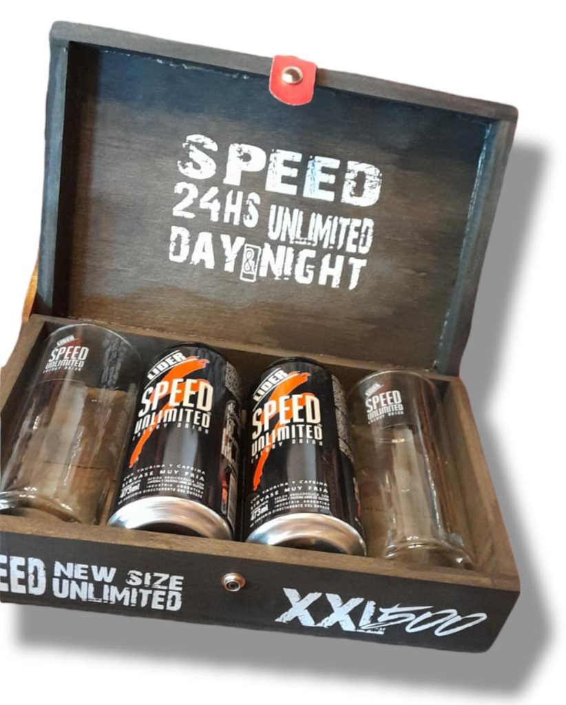 ENERGIZANTE SPEED KIT BOX 2 LATAS 473cc + 2 VASOS