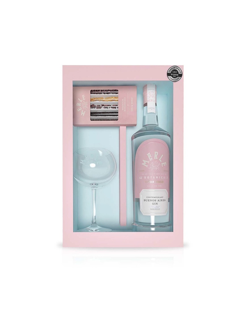 GIFTPACK GIN MERLE 750cc + VASO + KIT 5 BOTANICOS