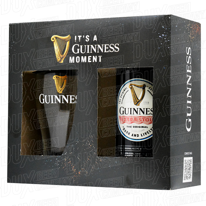 GIFTPACK GUINNES EXTRA STOUT LATA 473cc + VASO PINTA