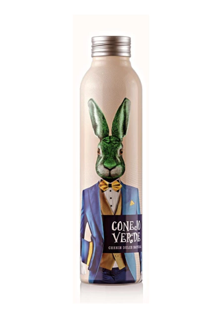 VINO CONEJO VERDE CHENIN DULCE NATURAL BOTELLA ALUMINIO 500CC