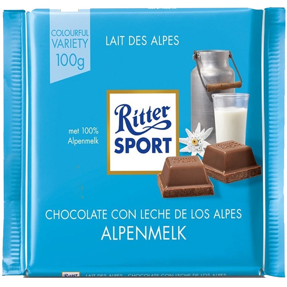 RITTER SPORT CHOCOLATE CON LECHE DE LOS ALPES 100GR