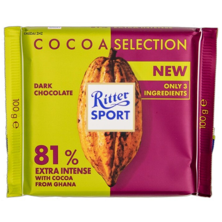 RITTER SPORT 81% CACAO GHANA 100GR