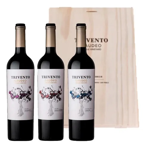 VINO TRIVENTO GAUDEO SINGLE VINEYARD MIX TERRUÑOS MALBEC 750CC ESTUCHE X3