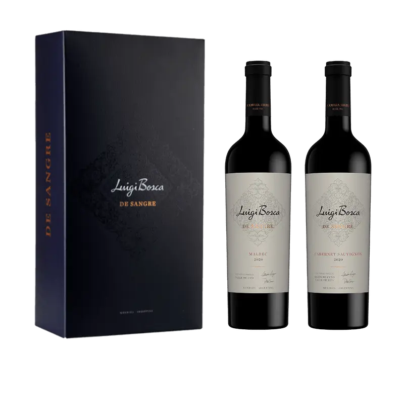 ESTUCHE LUIGI BOSCA DE SANGRE MALBEC 750CC Y CABERNET SAUVIGNON 750CC X2UD