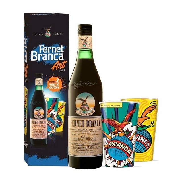 FERNET BRANCA 750CC + 2 VASOS DE COLECCION