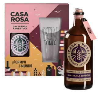 GIN CASA ROSA CIRUELA + VASO C/ESTUCHE
