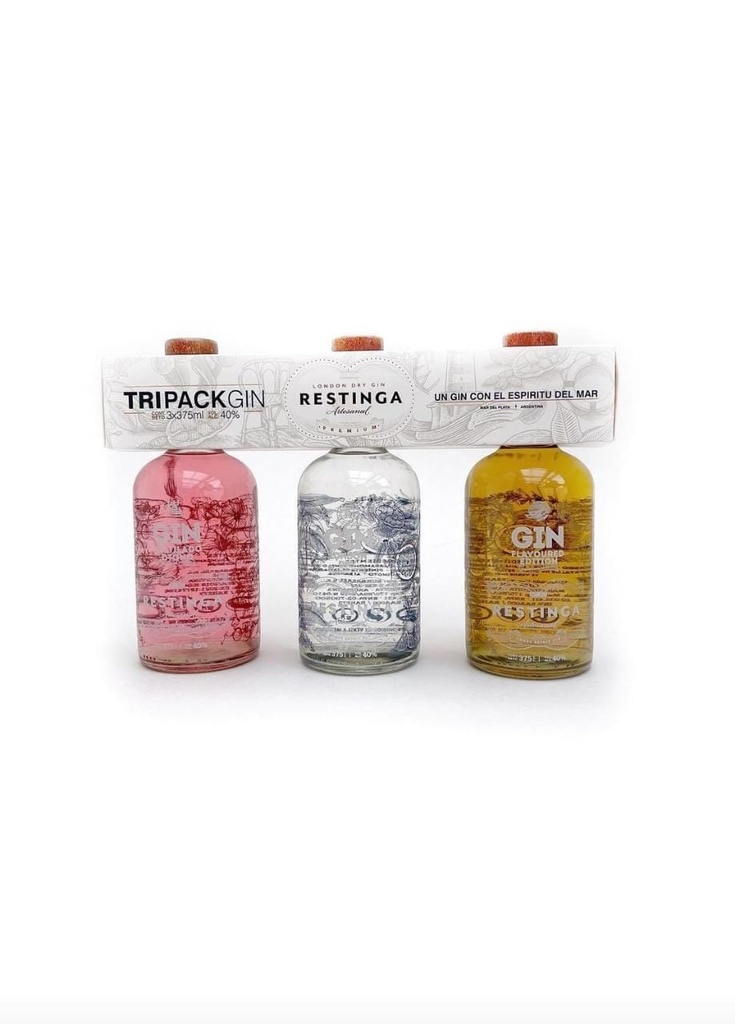 GIN RESTINGA TRIPACK 375CC (LONDON DRY + DEST. OTOÑO + FLAVORED)