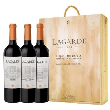 VINO LAGARDE ESTUCHE MADERA BLEND-MALBEC-CABERNET