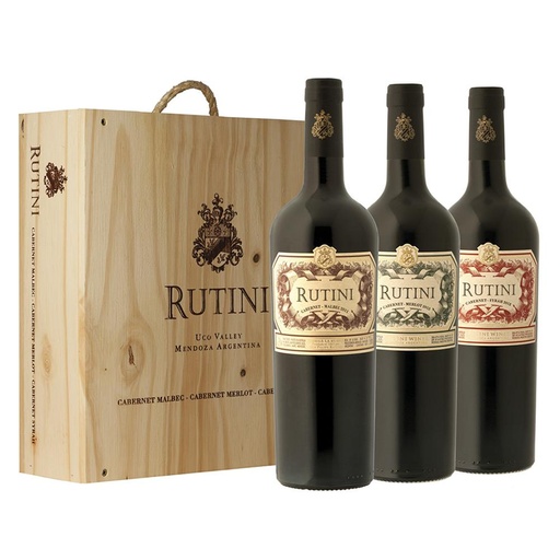 VINO RUTINI ESTUCHE X3 CAB-MALB.MALB-MER.CAB-SYRAH 750CC