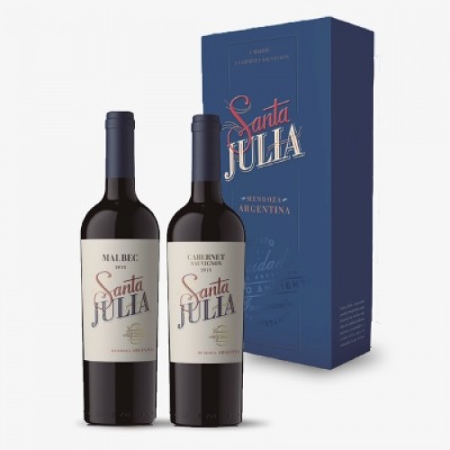 VINO SANTA JULIA MALBEC-CABERNET ESTUCHE X2
