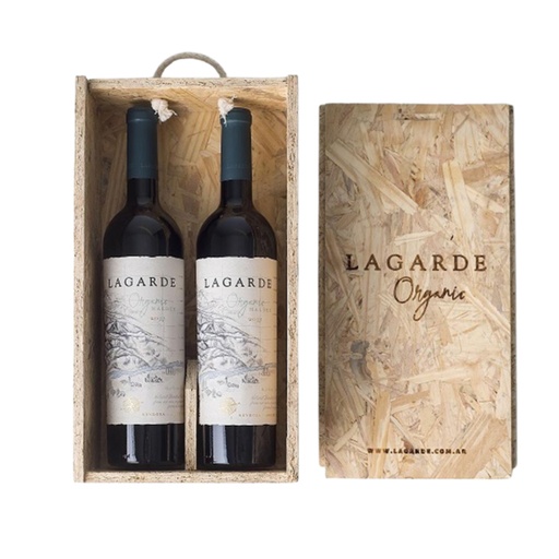 VINO LAGARDE ORGANIC MALBEC ESTUCHE MADERA X2