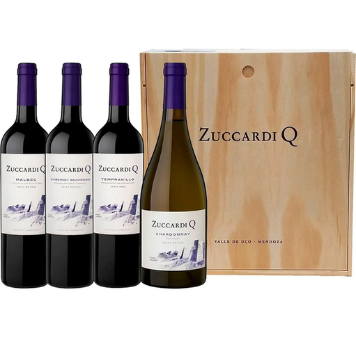 VINO ZUCCARDI Q MIX ESTUCHE MADERA X4
