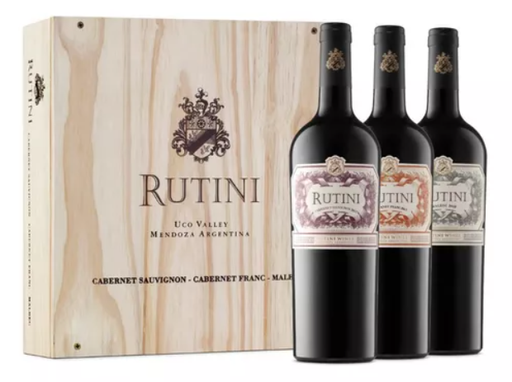 VINO RUTINI ESTUCHE X3 MALBEC.CABERNET SAUV.CAB FRANC 750CC