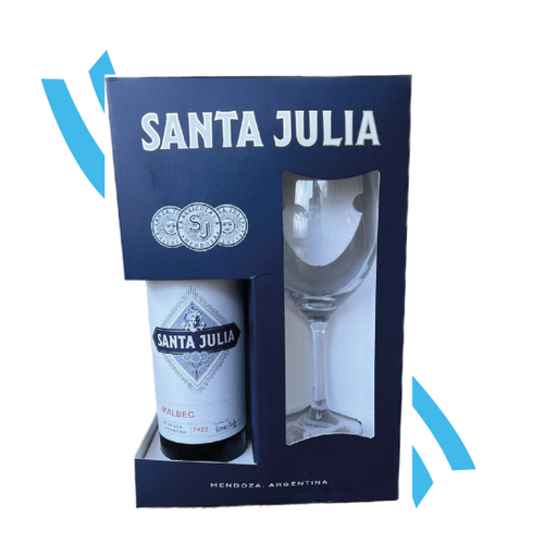 VINO SANTA JULIA MALBEC + COPA CON ESTUCHE 750CC