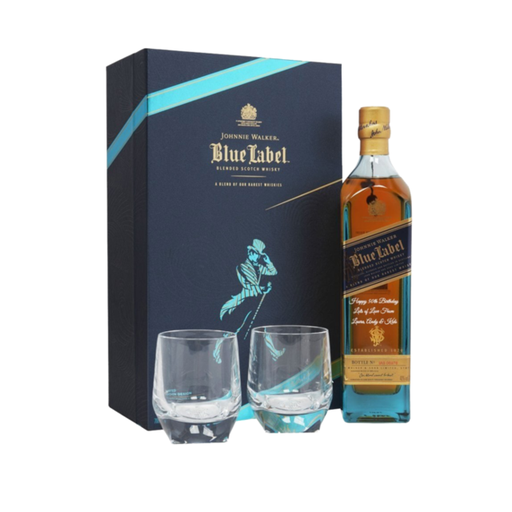WHISKY JOHNNIE WALKER BLUE LABEL 700CC + 2 VASOS