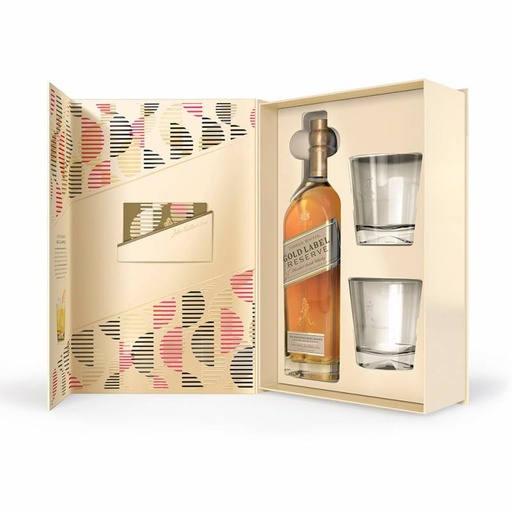 WHISKY JOHNNIE WALKER GOLD RESERVE 750CC + 2 VASOS