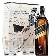 WHISKY JOHNNIE WALKER DOUBLE BLACK 750CC + 2 VASOS