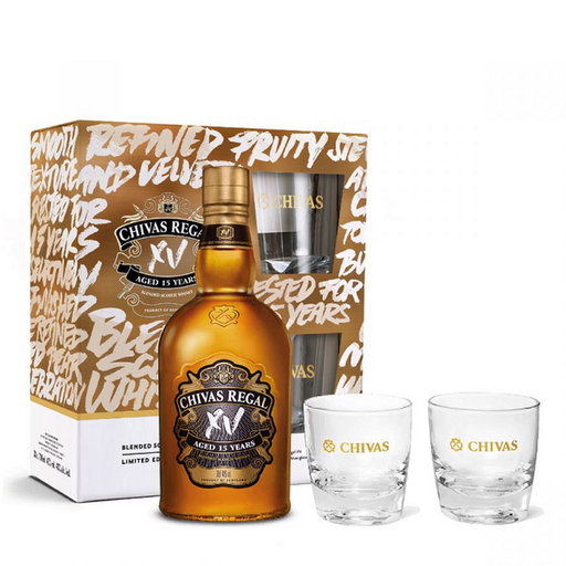 WHISKY CHIVAS REGAL 15 ANOS + 2 VASOS