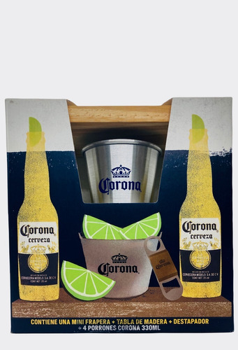 GIFTPACK CORONA 4 PORRONES + FRAPE+TABLA+ DESTAPADOR