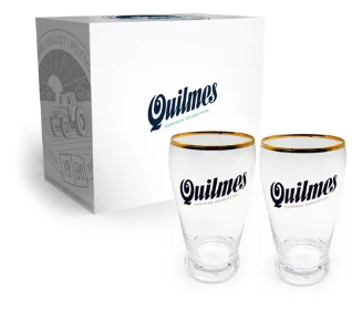 GIFTPACK VASO QUILMES BORDE DORADO 500CC X2