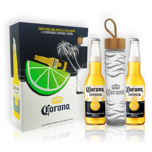 GIFTPACK CORONA BOTELLA DE VIDRIO TAPA BAMBOO