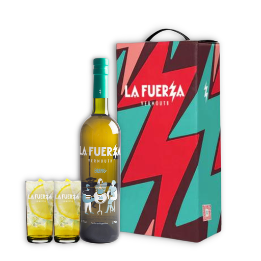 APERITIVO VERMOUTH LA FUERZA BLANCO + 2 VASOS