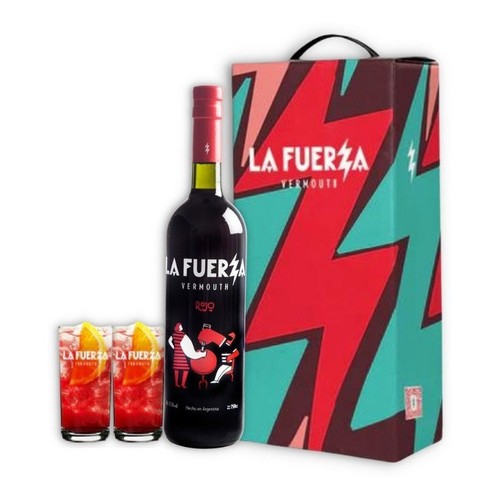 APERITIVO VERMOUTH LA FUERZA ROJO + 2 VASOS