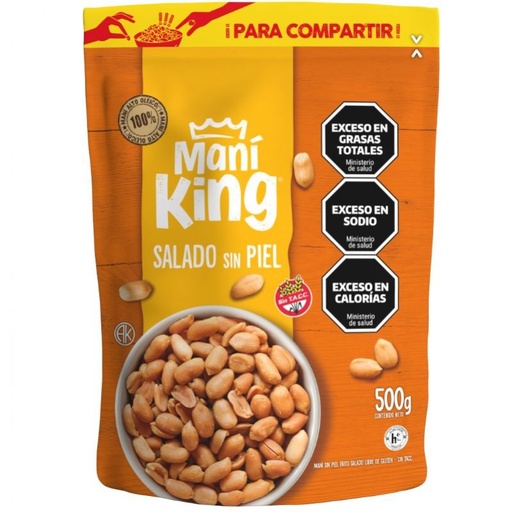 MANI KING FRITO SALADO SIN PIEL DOY PACK 350GR