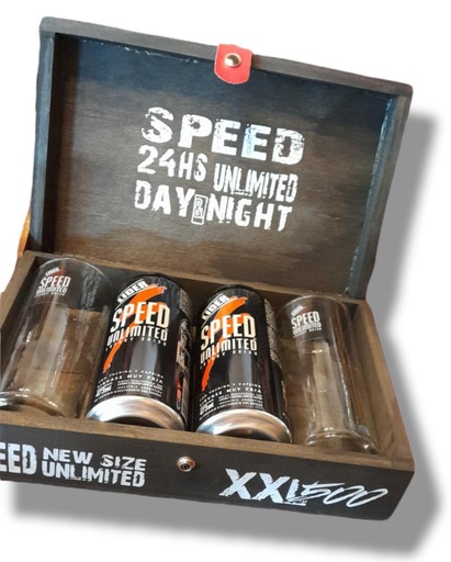 ENERGIZANTE SPEED KIT BOX 2 LATAS 473cc + 2 VASOS