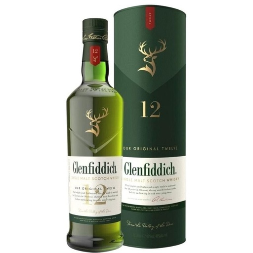 WHISKY GLENFIDDICH 12 AÑOS 750CC
