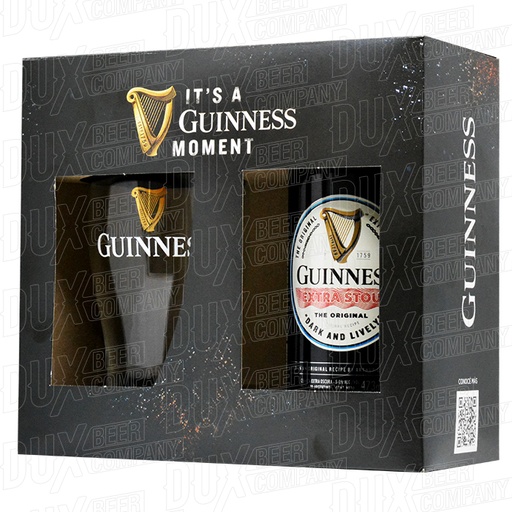 GIFTPACK GUINNES EXTRA STOUT LATA 473cc + VASO PINTA