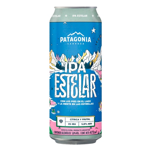 CERVEZA PATAGONIA IPA ESTELAR 473CC