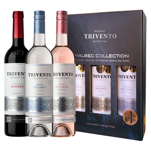 VINO TRIVENTO RESERVA MALBEC COLLECTION 750CC ESTUCHE X3