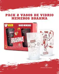 TWO PACK VASO VIDRIO BRAHMA MEMERO