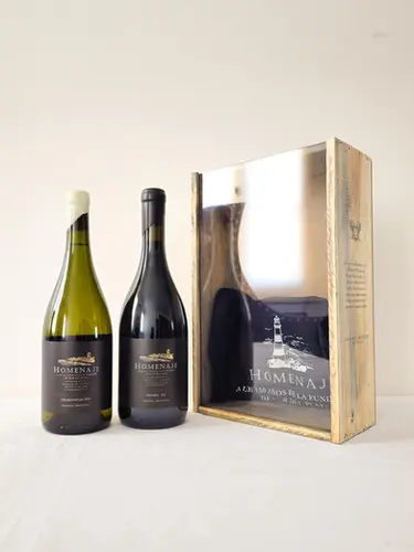 VINO LOPEZ HOMENAJE GRAN RESERVA MALBEC + CHARDONNAY ESTUCHE x2 750CC