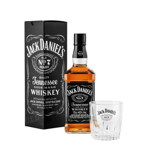 WHISKY JACK DANIELS N°7 750CC CON VASO + ESTUCHE