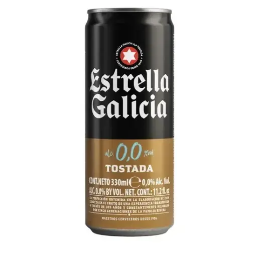 CERVEZA ESTRELLA GALICIA TOSTADA 0.0% LATA 330CC