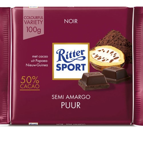 RITTER SPORT CHOCOLATE NEGRO 50% CACAO 100GR