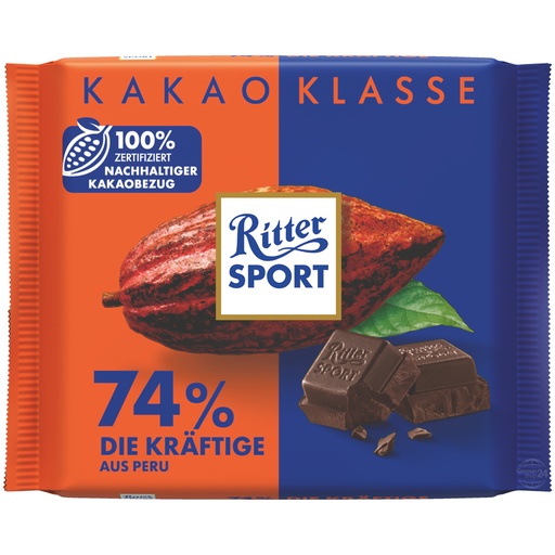RITTER SPORT 74% CACAO PERU 100GR