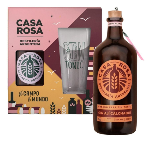GIN CASA ROSA AJI CALCHAQUI + VASO C/ESTUCHE