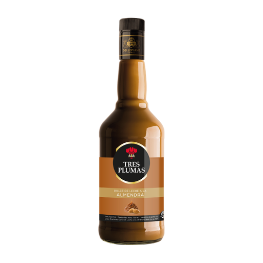 LICOR TRES PLUMAS DULCE DE LECHE CON ALMENDRAS 750CC